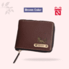 Luxury brown personalized wallet for men and women with elegant charm – custom name engraved