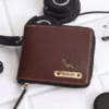 Luxury brown personalized wallet for men and women with elegant charm – custom name engraved