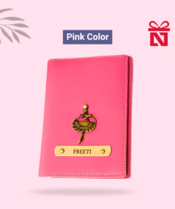 Pink travel passport cover – customized with name and charm for elegant travel style for her