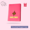 Pink travel passport cover – customized with name and charm for elegant travel style for her