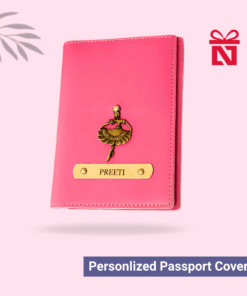 Pink travel passport cover – customized with name and charm for elegant travel style for her