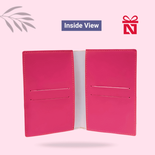Pink travel passport cover – customized with name and charm for elegant travel style for her