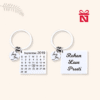 Customized metal keychain with engraved calendar and name – perfect anniversary or wedding gift
