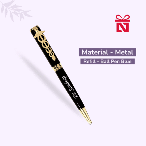 Personalized doctor’s pen with custom engraved coat-shaped pen stand – thoughtful gift for medical professionals