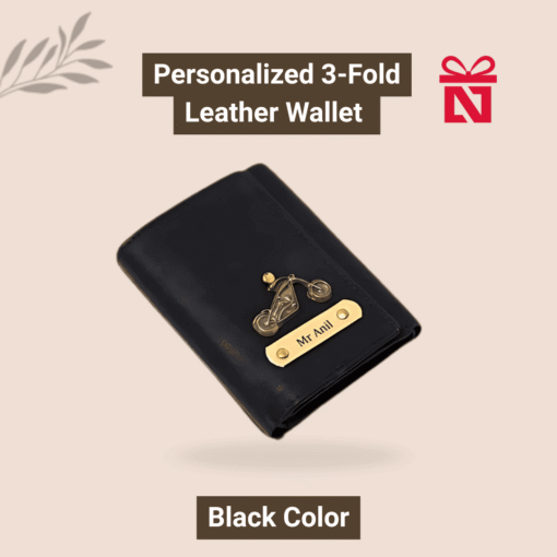 Newgenkart Personalized Men’s 3-Fold Leather Wallet | Customized Slim Wallet with Name & Charm | Unique & Creative Gift for Husband, Boyfriend or Employees - Image 2