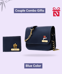 Personalized leather wallet for men and sling bag for women – perfect anniversary or wedding gift set for couples