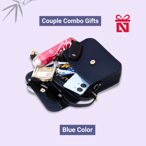 Personalized leather wallet for men and sling bag for women – perfect anniversary or wedding gift set for couples