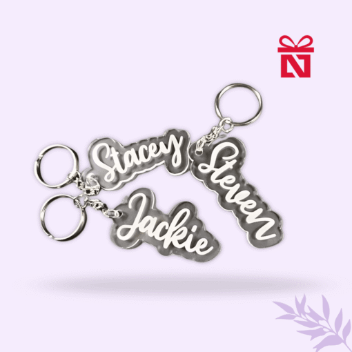 Acrylic customized keychain with personalized name – ideal gift for friends, family, and loved ones