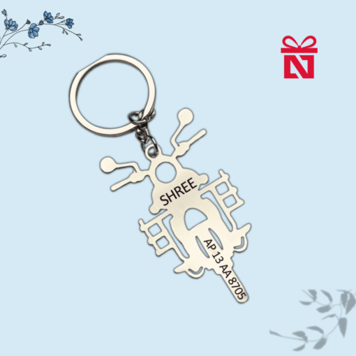Personalized Metal Keychain with Name and Vehicle Number for Bike and Car Lovers