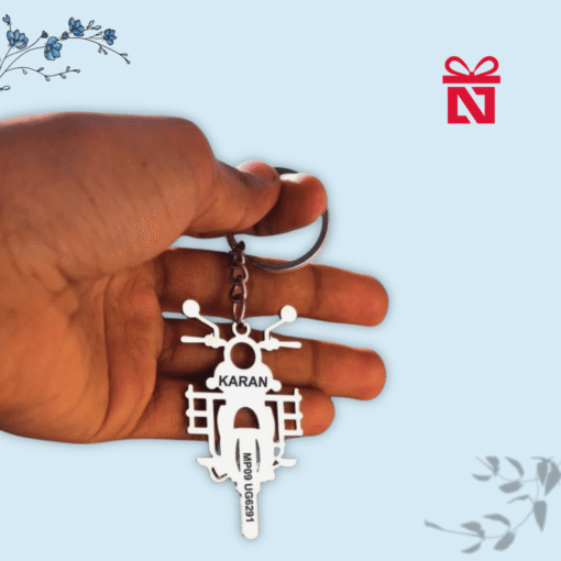Personalized Metal Keychain with Name and Vehicle Number for Bike and Car Lovers - Image 2