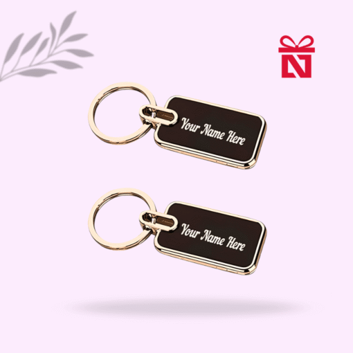 Set of 2 personalized metal keychains with custom name engraving – ideal gift for friends, family, and corporate gifting