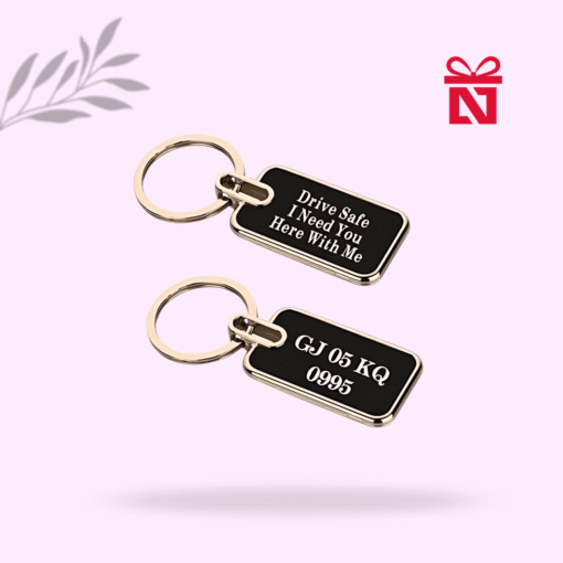 Set of 2 personalized metal keychains with custom name engraving – ideal gift for friends, family, and corporate gifting