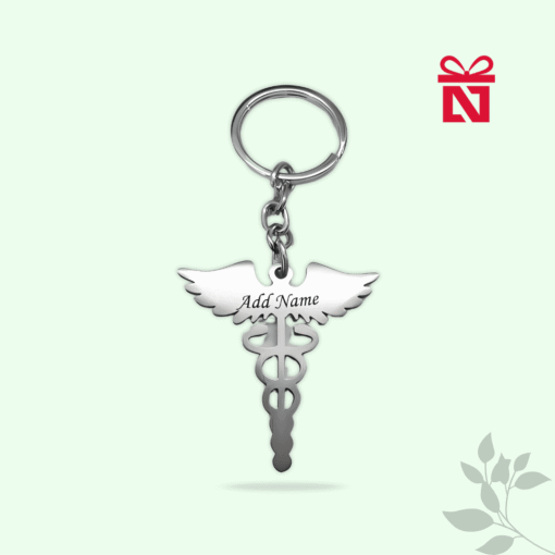 Personalized stainless steel keychain for doctors with custom name engraving – rust-proof medical gift for healthcare professionals