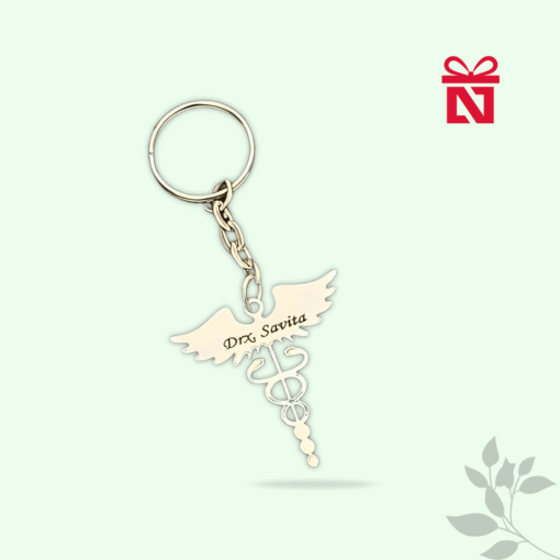 Personalized stainless steel keychain for doctors with custom name engraving – rust-proof medical gift for healthcare professionals