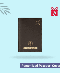 Signature grey passport cover personalized with name and charm – stylish and functional travel accessory