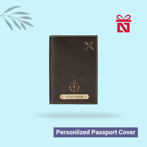 Signature grey passport cover personalized with name and charm – stylish and functional travel accessory