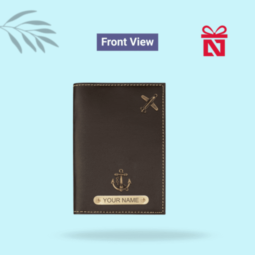 Signature grey passport cover personalized with name and charm – stylish and functional travel accessory