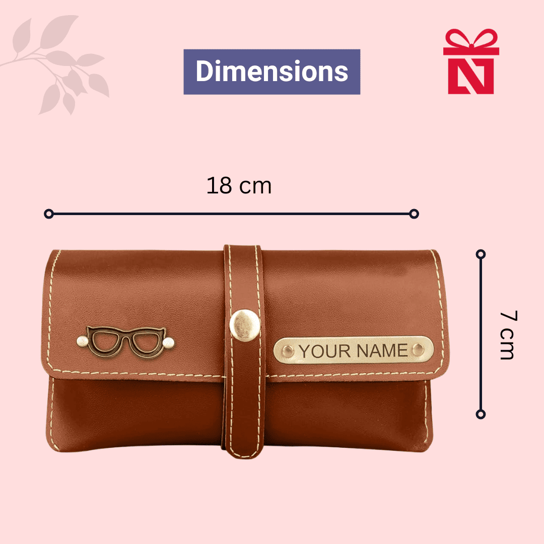 Tan Luxury Faux Leather Eyewear Case Customized For You