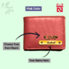 Pink Premium Croco Pattern Wallet For Men Personalized With Name & Charm