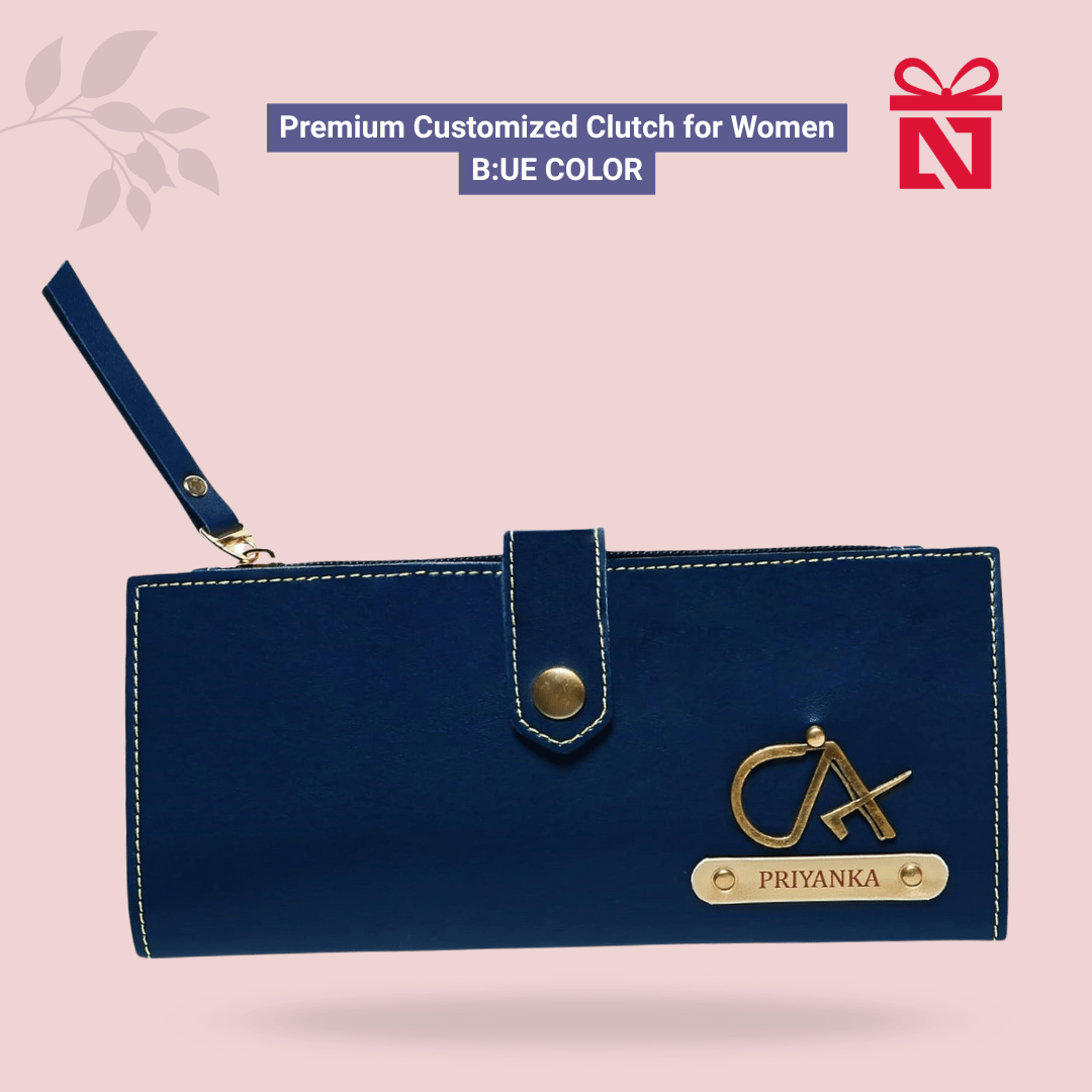 Blue Premium Customized Clutch For Women Customized For Her